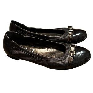 AGL Monika bronze and black leather cap toed ballet flats Made in Italy